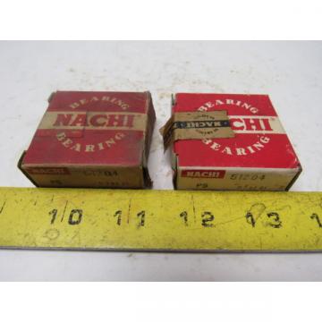 Nachi 51204 Single Direction Thrust Ball Bearing 20x40x14mm Lot of 2