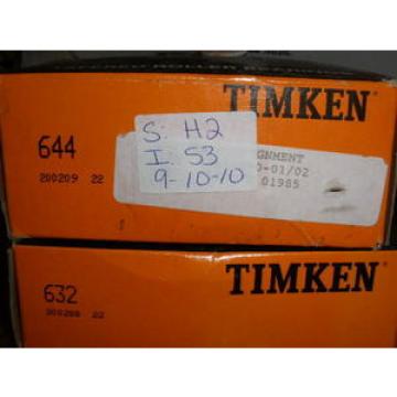 IN BOX NIB TIMKEN TAPERED ROLLER BEARING 644 AND 632